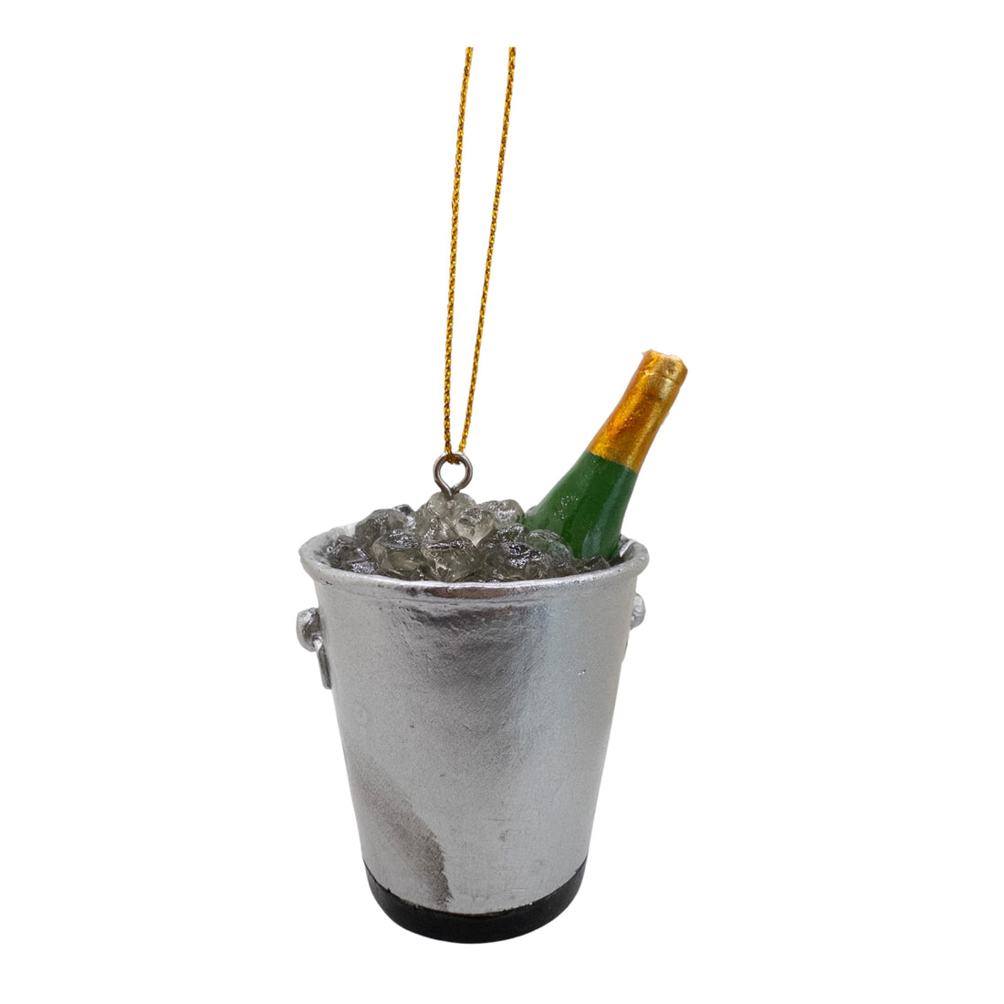 Champagne Bottle in Ice Bucket Christmas Tree New Years Celebration Ornament
