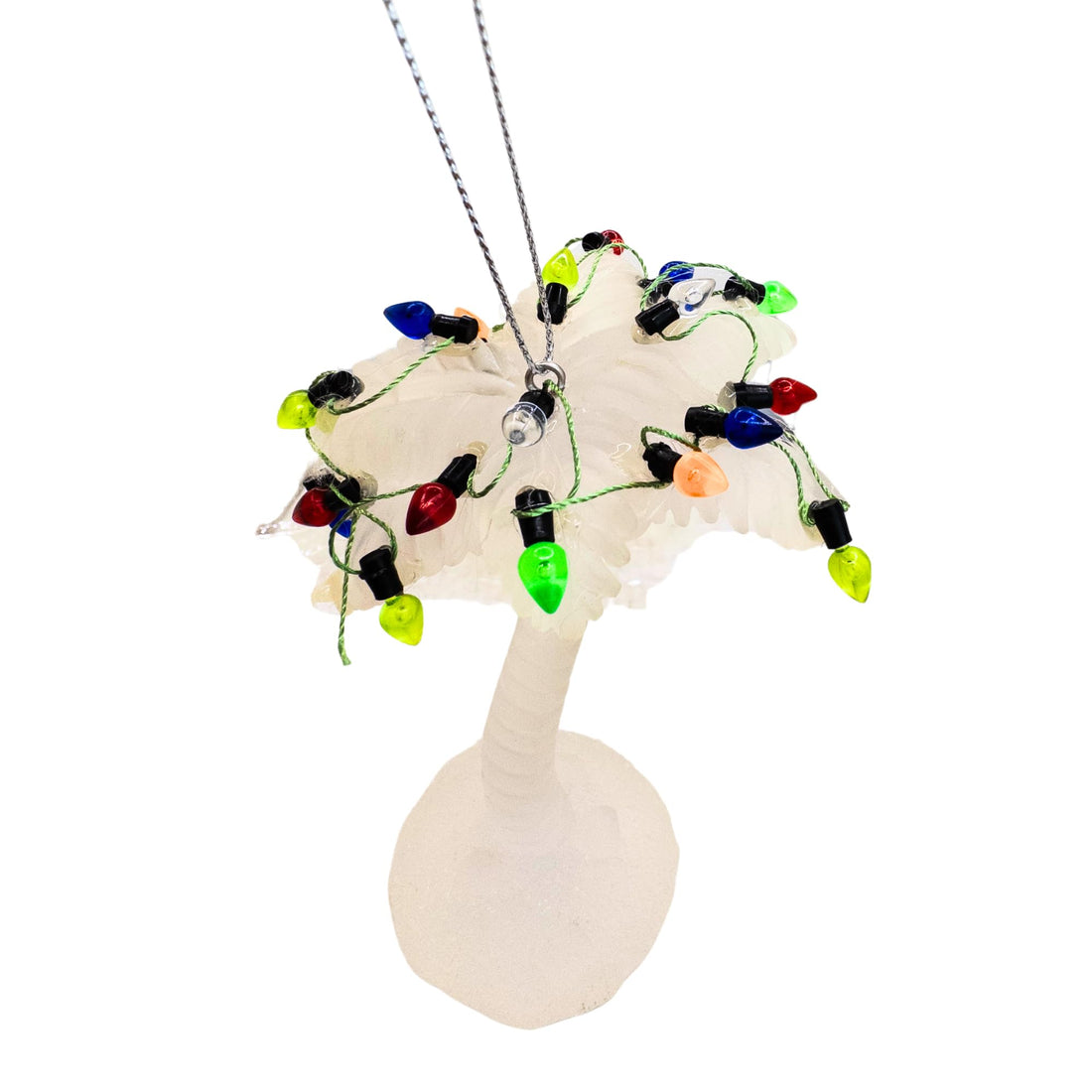 Tropical Palm Beach Tree Wrapped in Lights Christmas Nautical Coastal Ornament