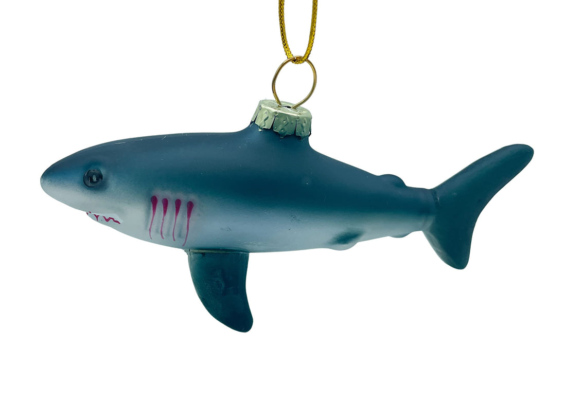 Shark Christmas Beach Tree Glass Blown Ornament