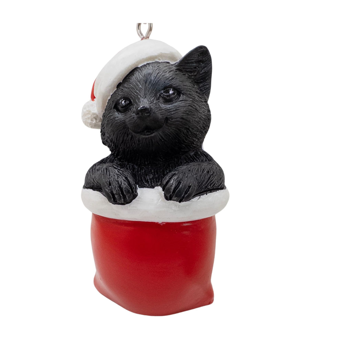 Scary Cute Feral Black Tabby Cat Santa's Bad Gift Christmas Tree Funny Ornament