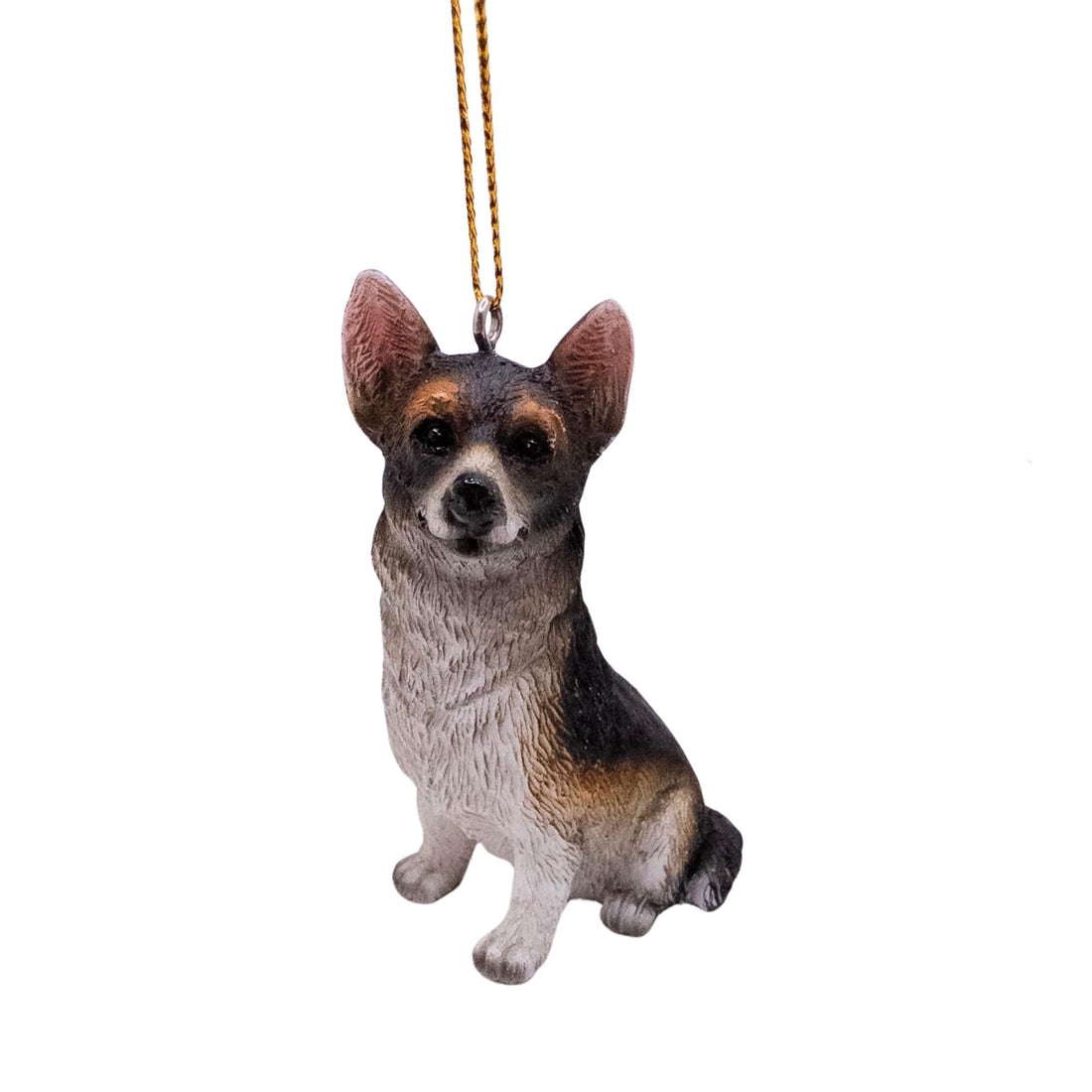 Welch Corgi Tri Color Pembroke Dog Lover Christmas Tree Ornament with Candy Cane Scarf