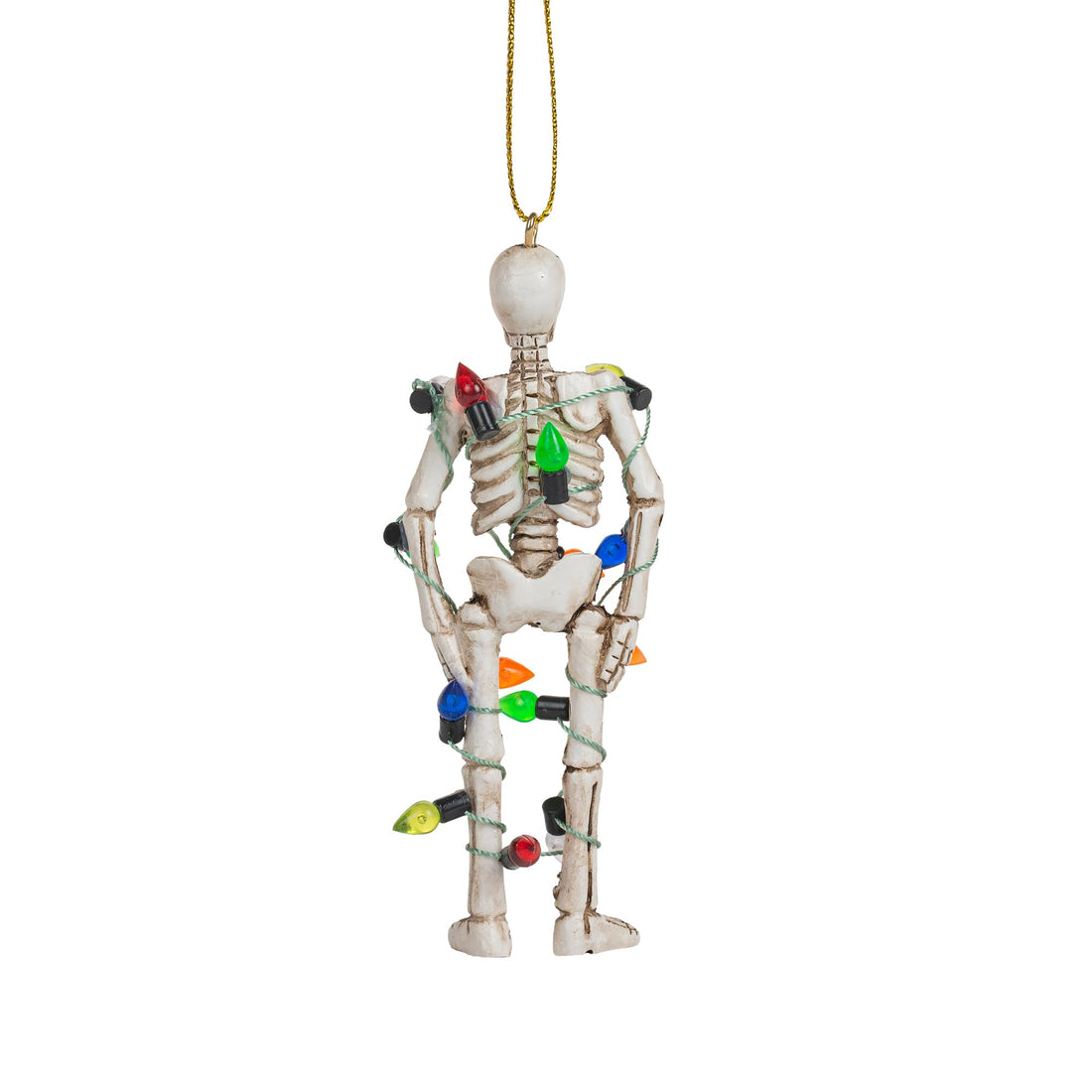 Scary Skeleton Wrapped in Lights Halloween Skull Christmas Tree Ornament