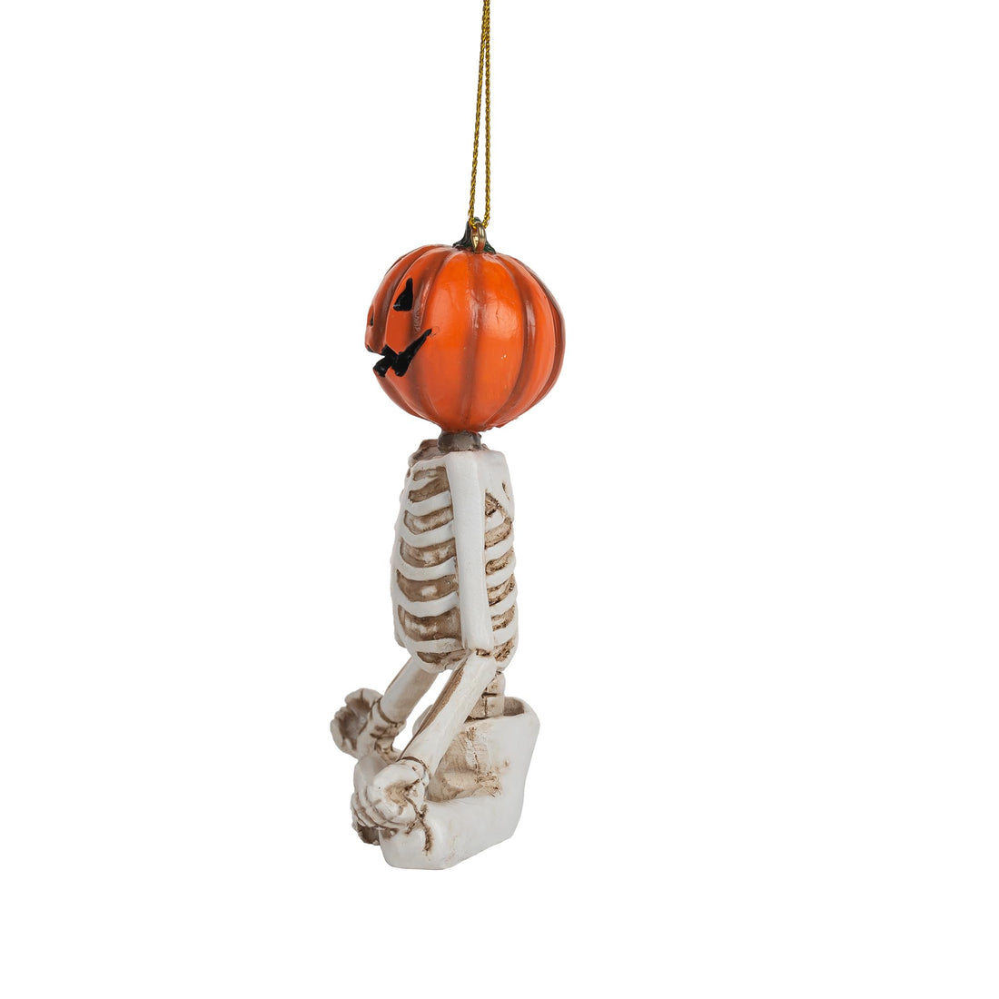 Skeleton Meditating Yoga Pose Jack O Lantern Pumpkin Head Halloween Christmas Ornament