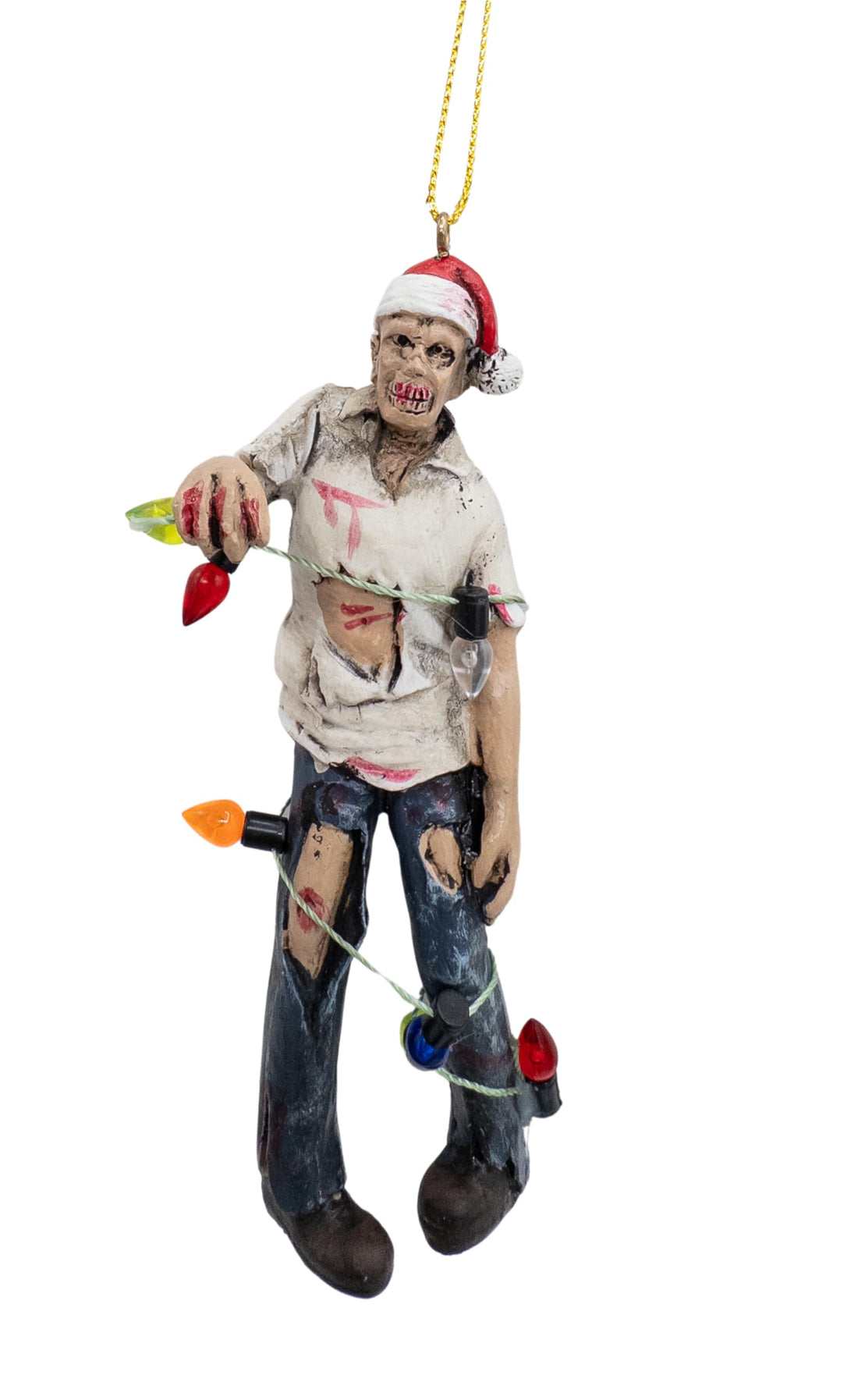 Scary Walking Zombie Wrapped in Lights Halloween Christmas Tree Ornament