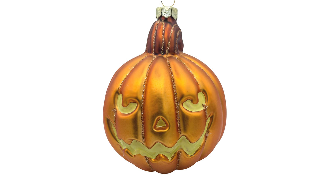 Jack O Lantern Halloween Pumpkin Blown Glass Ornaments for Christmas Tree Spooky Scary Decor