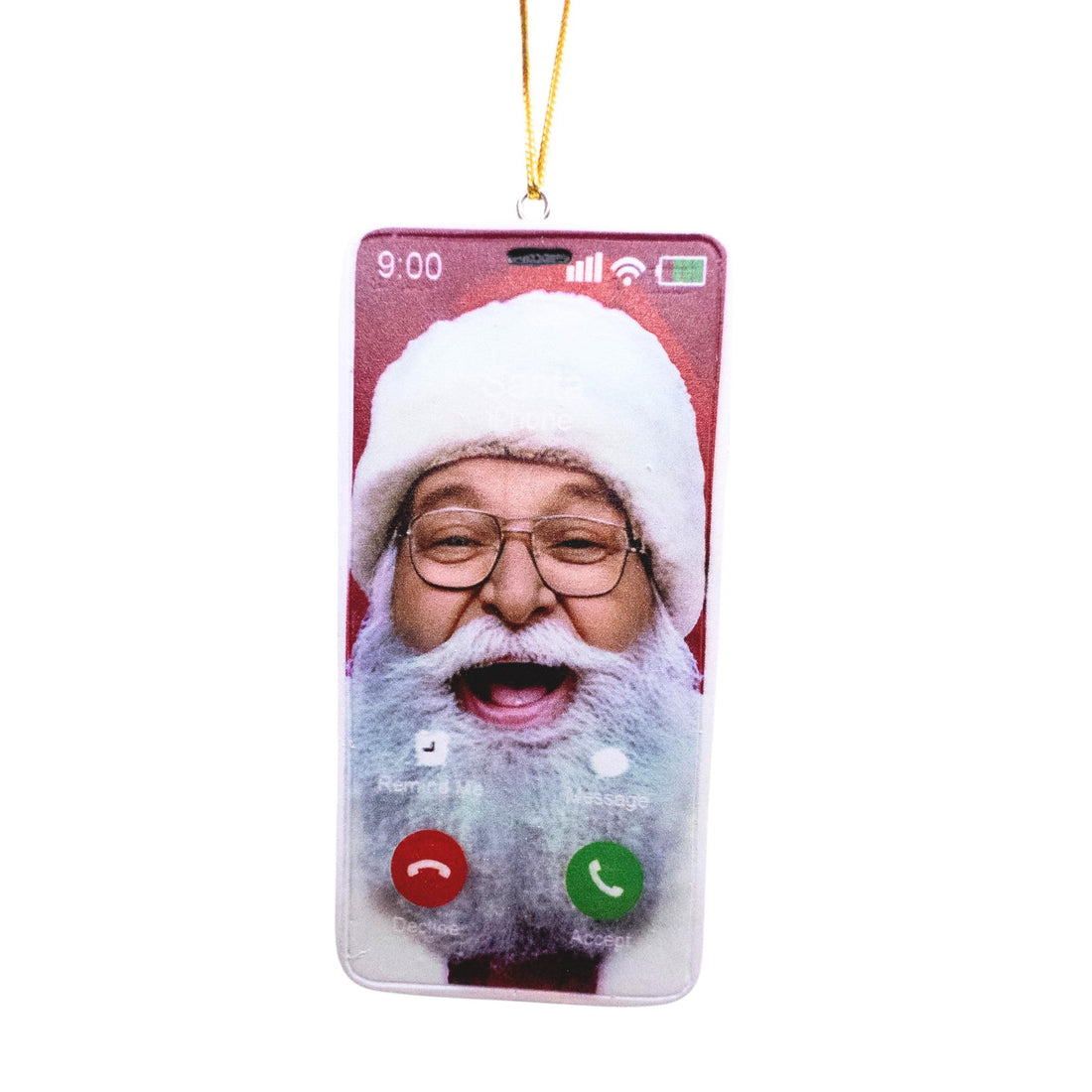 Smartphone Video Call with Santa Claus Christmas Tree Ornament for Kids
