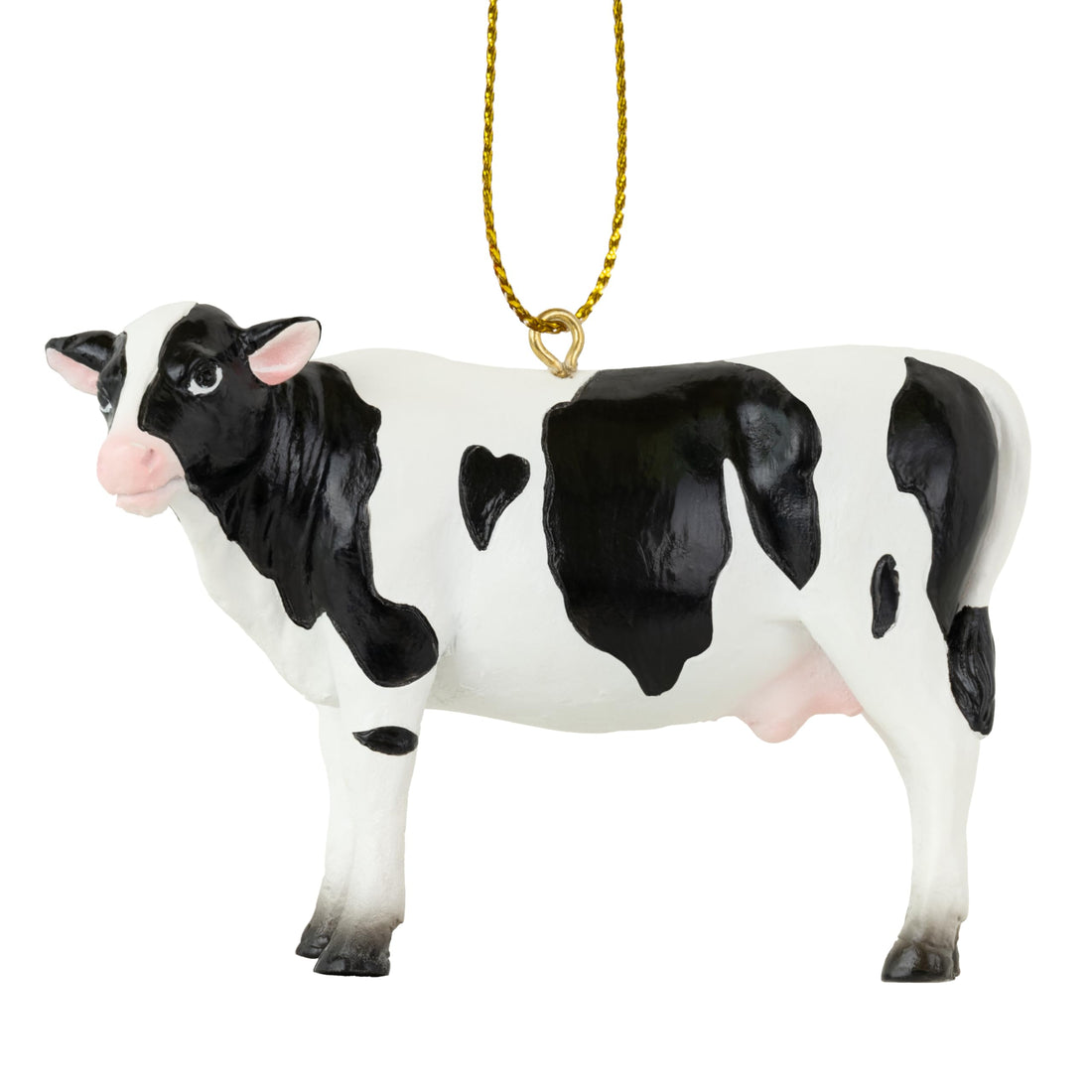Cow Farm Animal Christmas Tree Ornament with Fabric Candy Cane Scarf