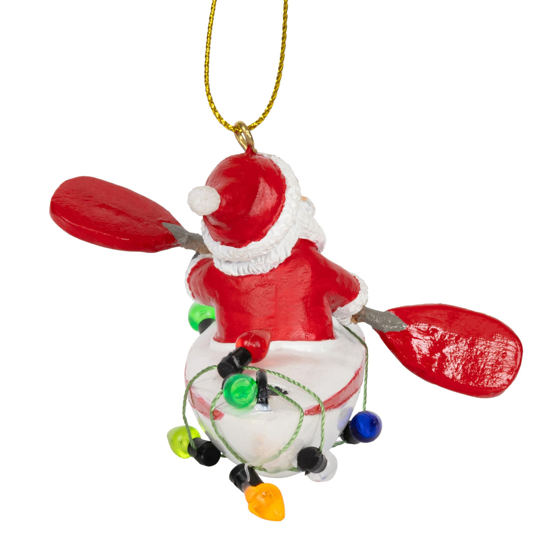 Santa Claus Paddling in A Kayak Christmas Tree Outdoor Lovers Ornament