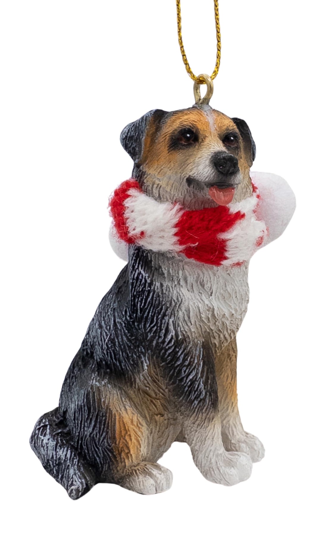 Australian Shepherd Dog Christmas Tree Ornament with Candy Cane Scarf