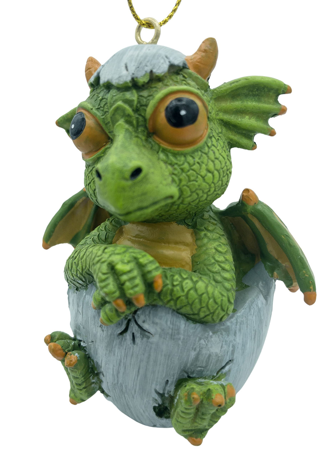 Green Baby Dragon Hatching from Egg Christmas Tree Ornaments