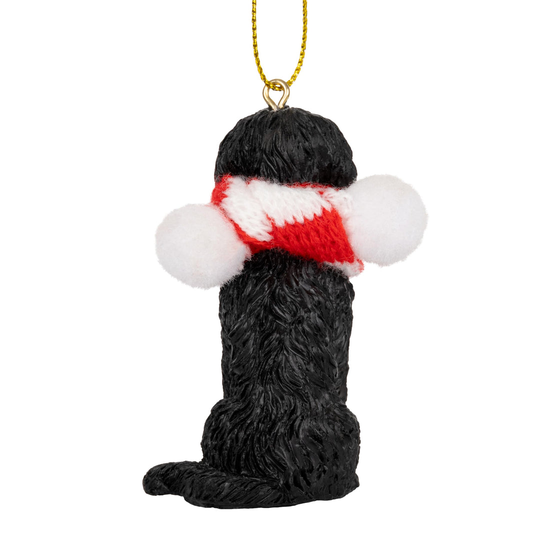 Portuguese Water Dog Black Christmas Tree Ornament Fabric Candy Cane Scarf
