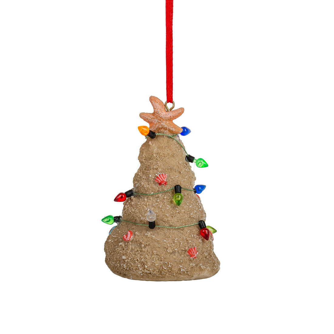 Sand Beach Christmas Tree with Lights Tropical Florida Ornmanets