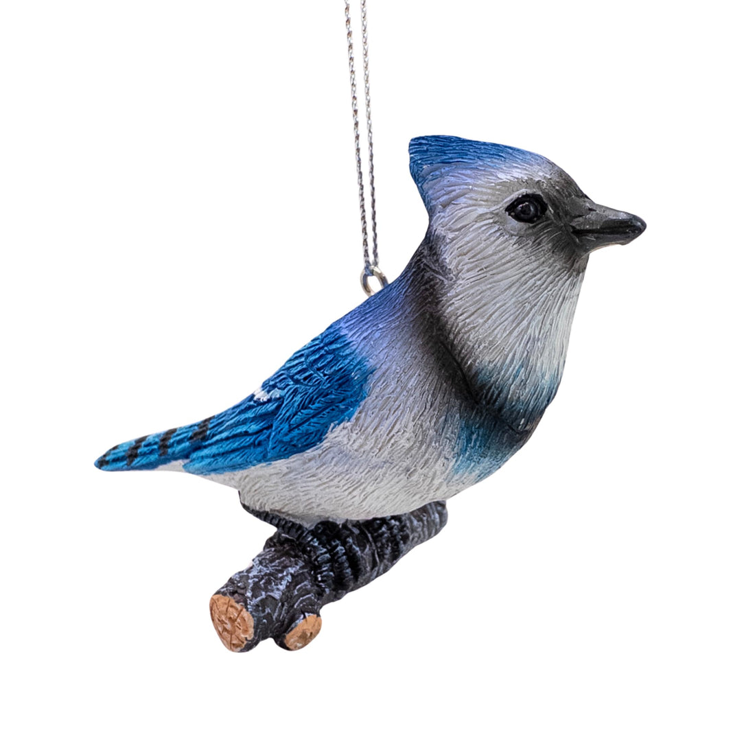 Blue Jay Bird On Branch Christmas Tree Ornament