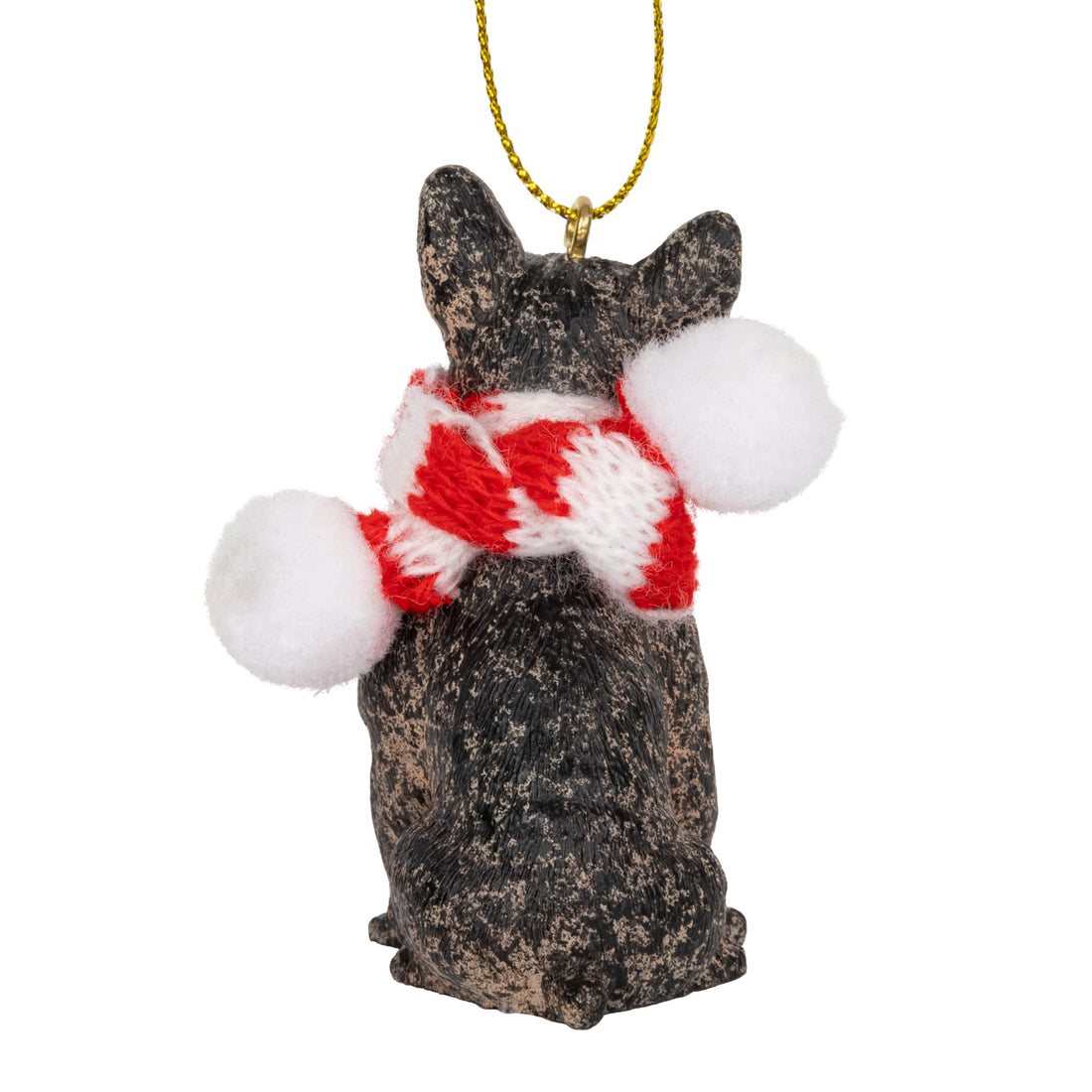 French Bulldog Brindle Dog Christmas Tree Ornament with Candy Cane Scarf Frenchie