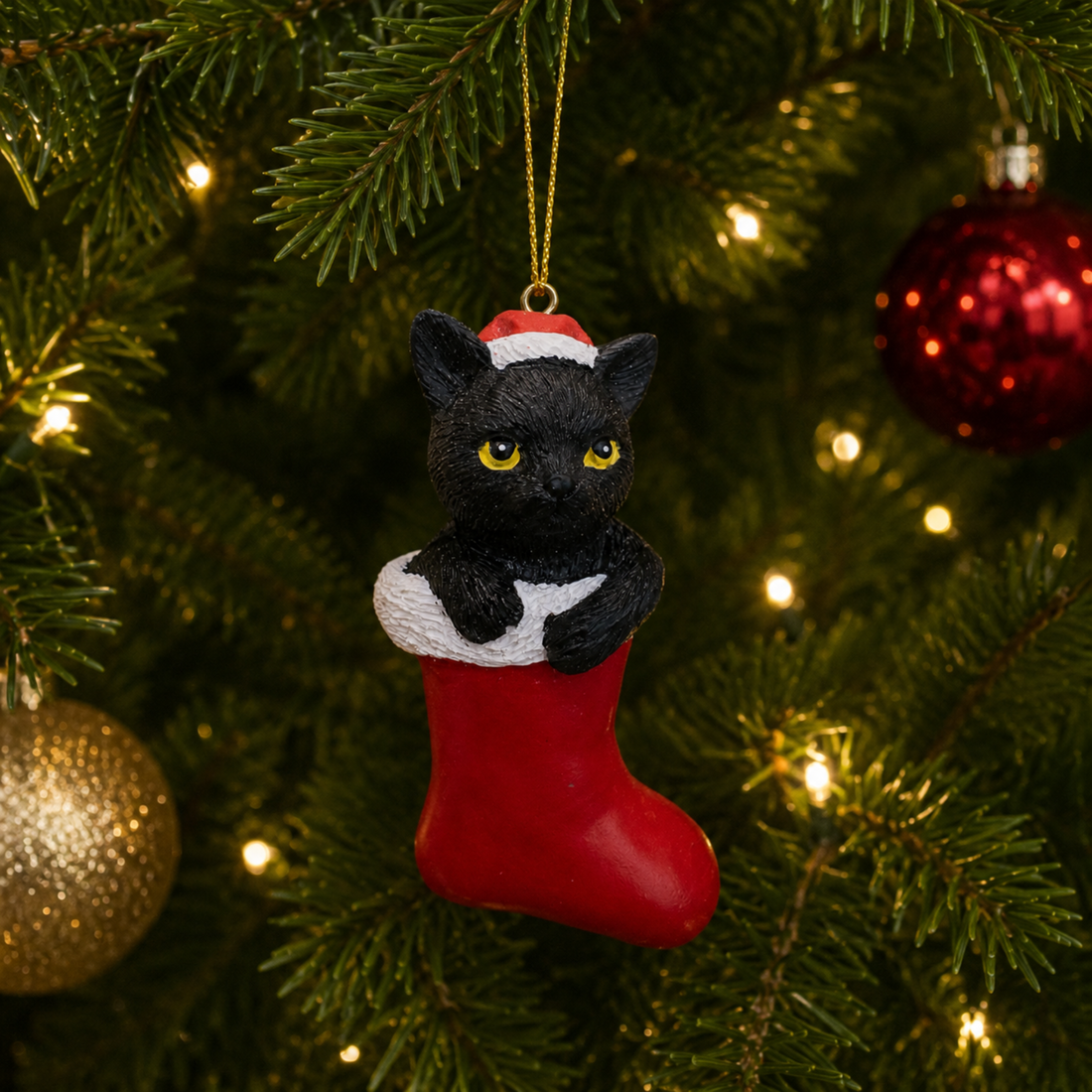 Black Cat in Stocking