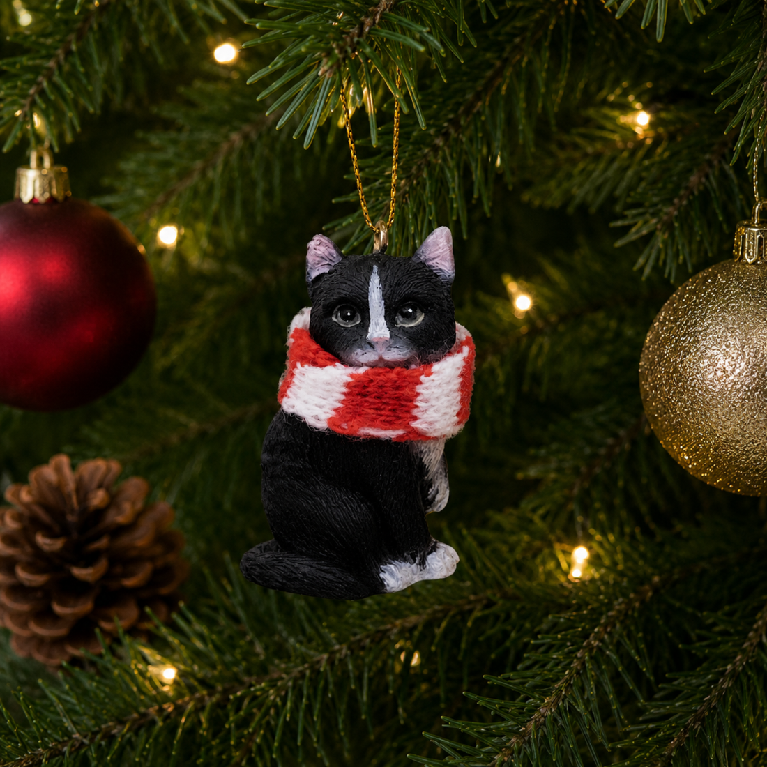 Tuxedo Cat with Scarf