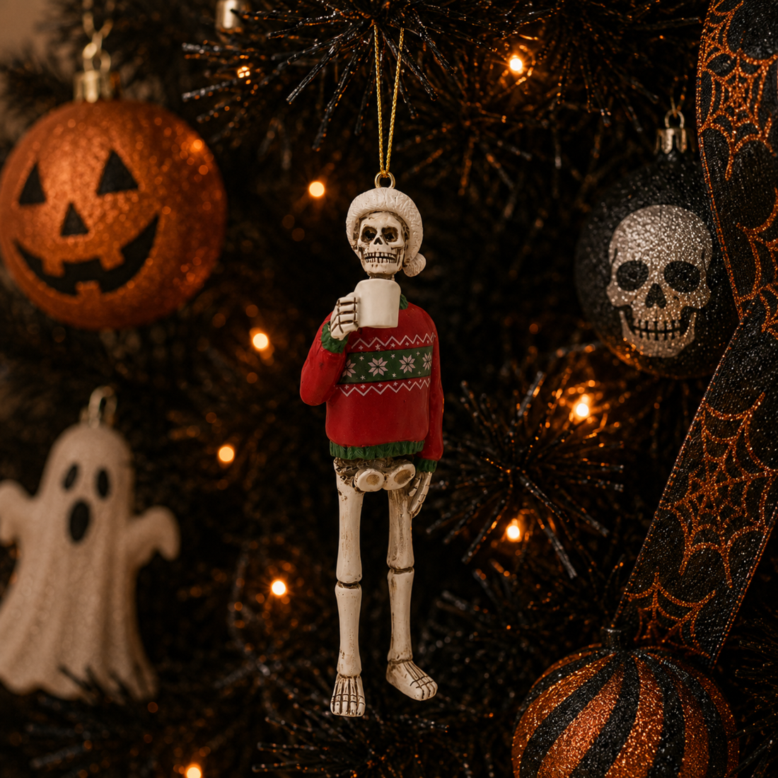 Skeleton Drinking Coffee