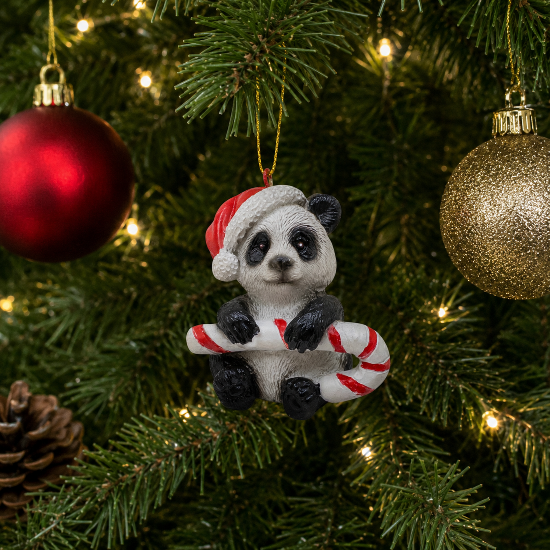 Panda with Candy Cane