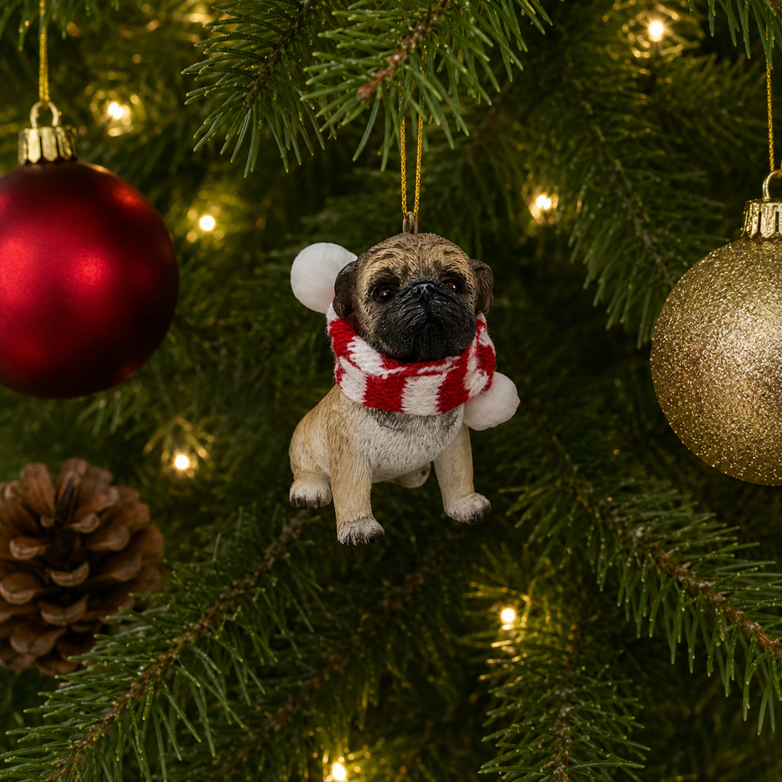 Pug with Scarf