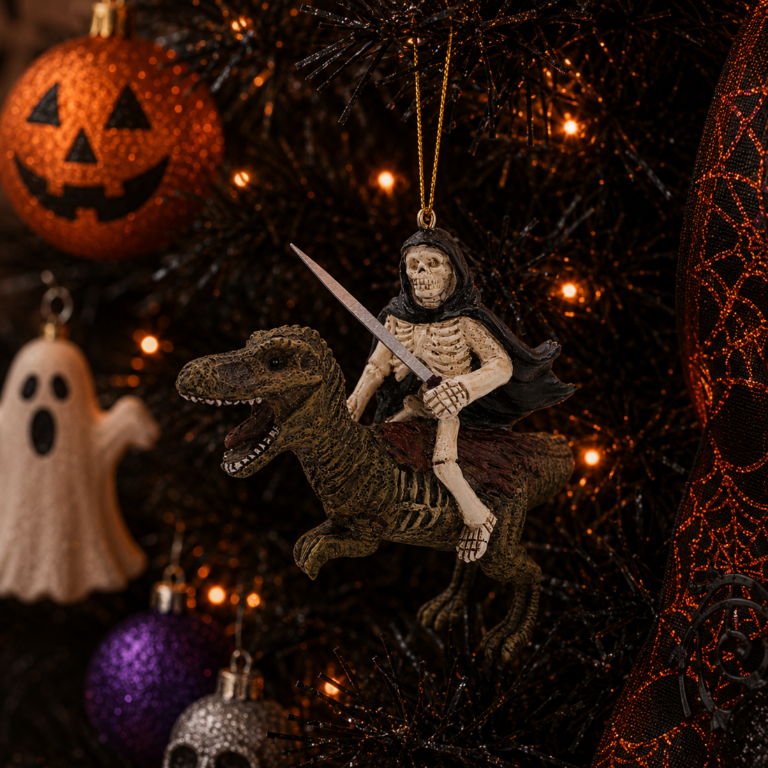 Grim Reaper Skeleton Riding T. rex