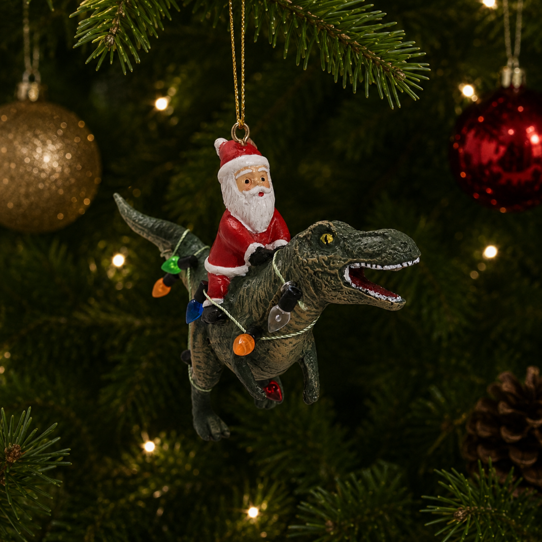 Santa Riding T. rex