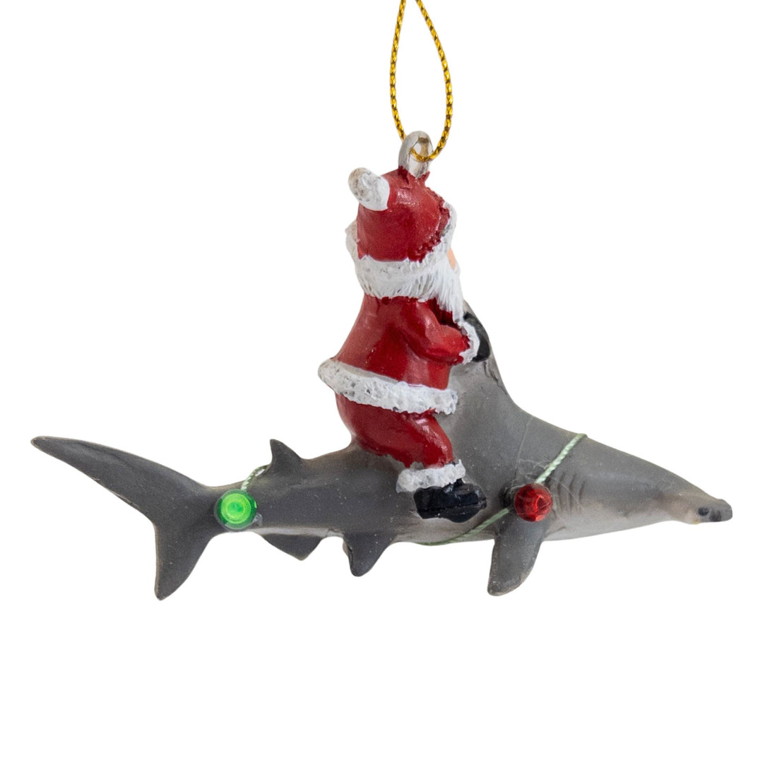 Santa Riding Hammerhead Shark Wrapped in Lights