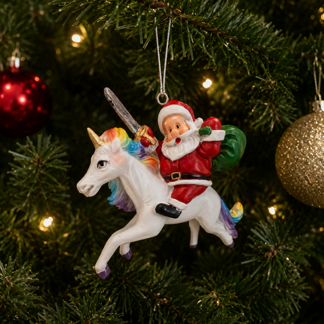 Santa Riding Unicorn