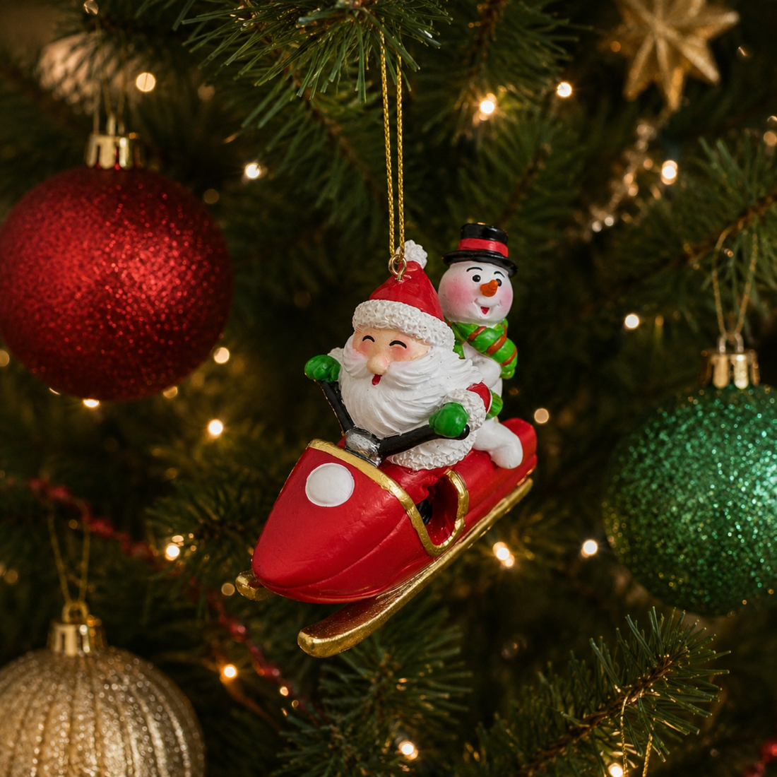 Santa & Snowman Snowmobile