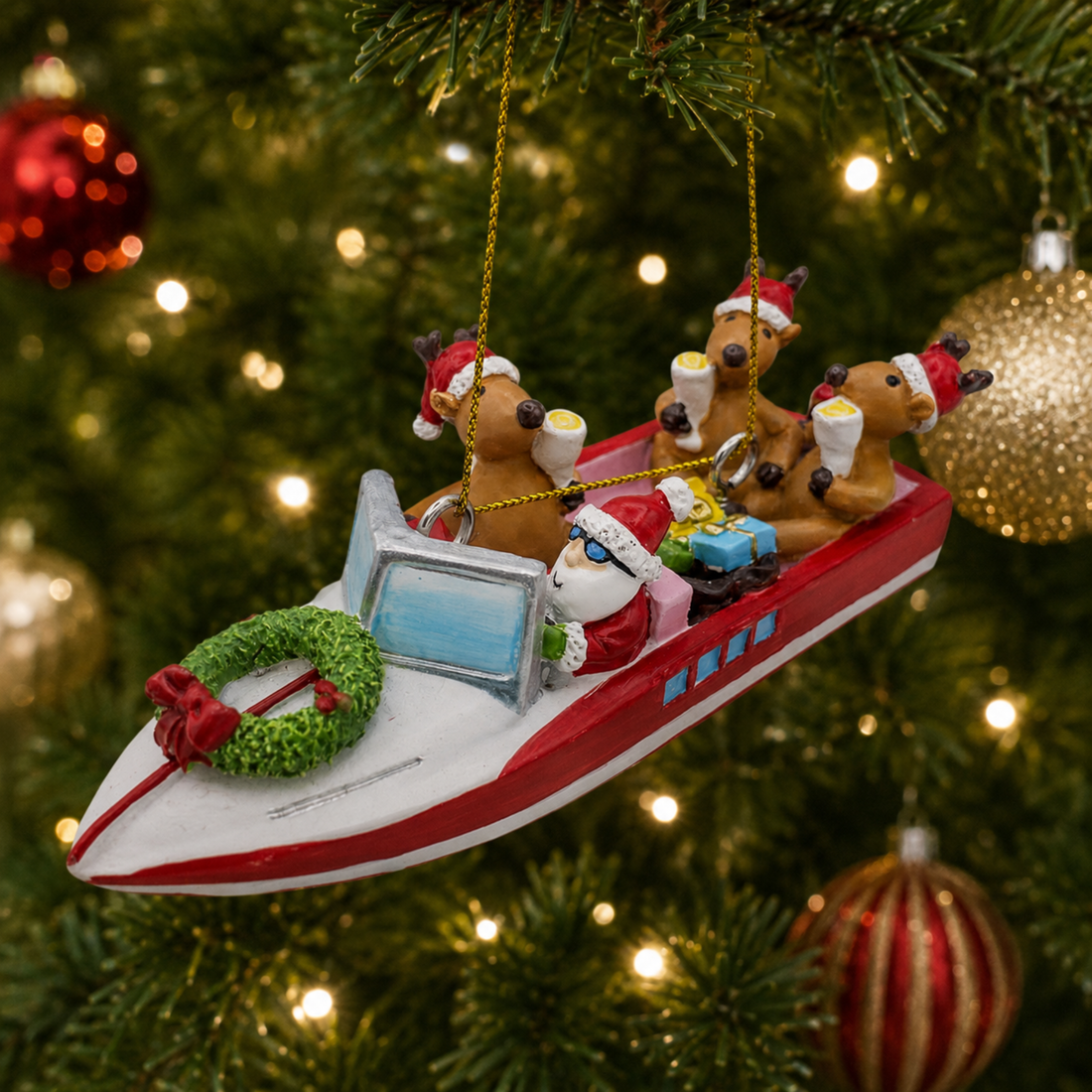 Santa & Reindeer Speed Boat