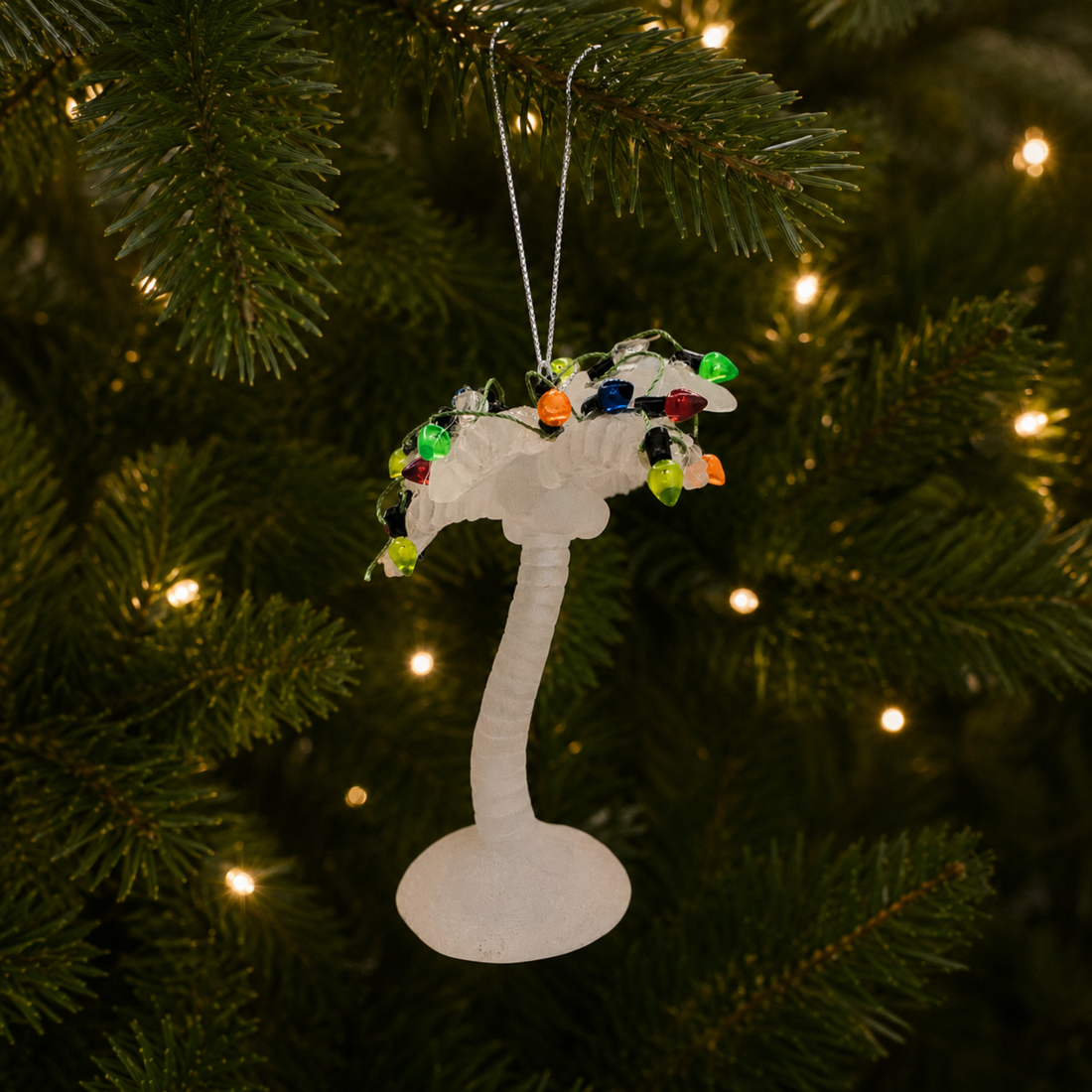 Clear Palm Tree Wrapped in Lights