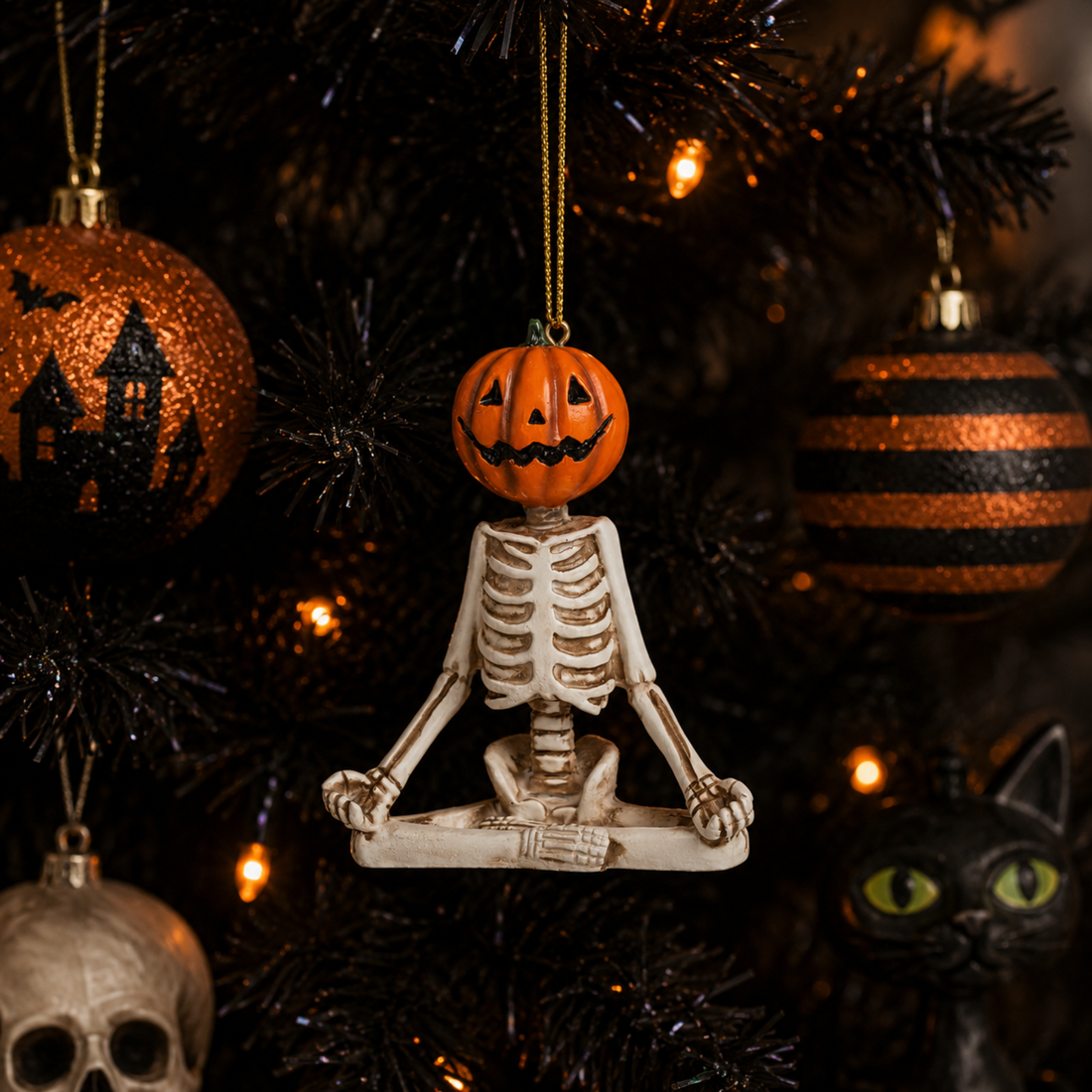 Yoga Jack-o'-Lantern Skeleton